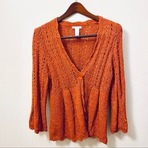 Tweeds Knit Dark Orange Cardigan Sweater size L